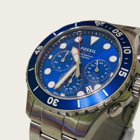 Fossil  FS5724 Men’s Chronograph Quartz Stainless Steel Blue Dial 46mm Watch - Picture 4 of 7